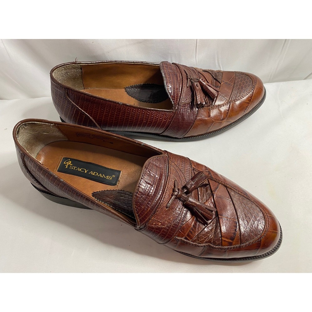 Stacy Adams Men's Brown Snake & Leather Dress Shoes Size 9.5 Preowned